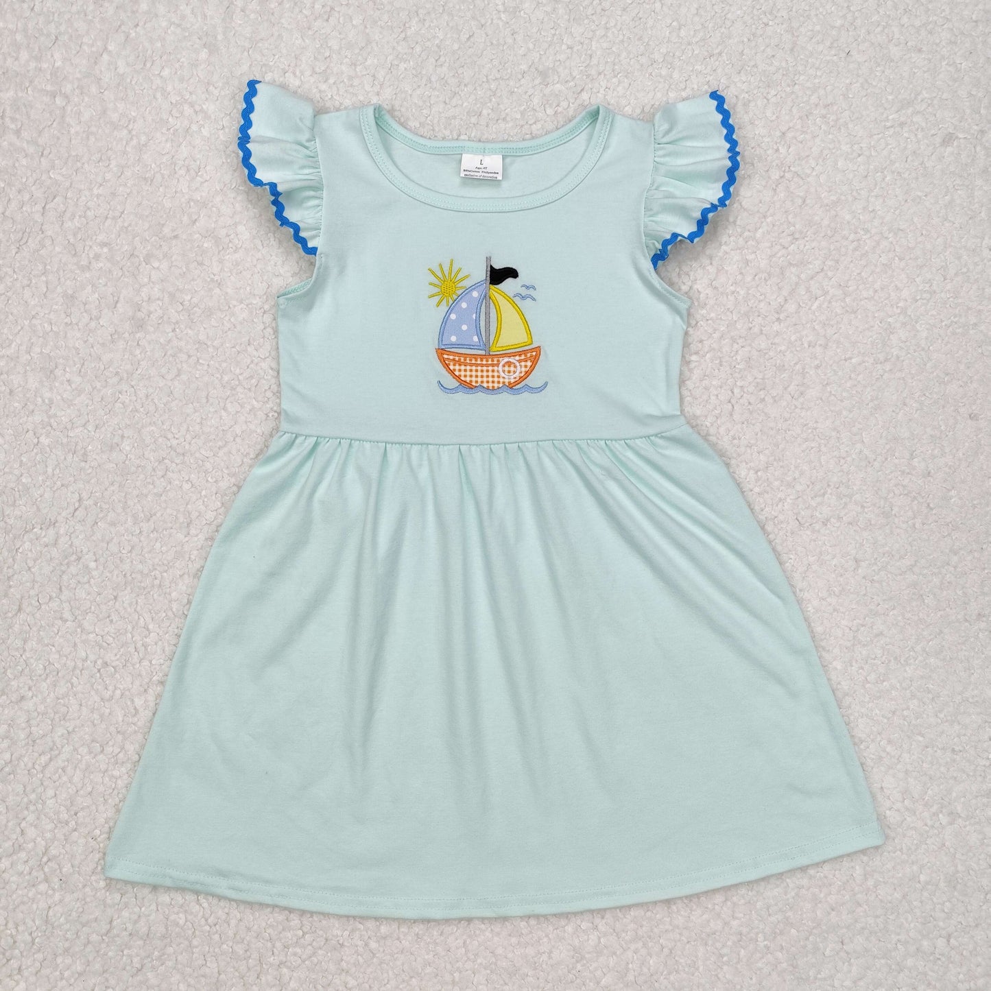 GSD1539 Sunsail Teal Fly Sleeve Dress
