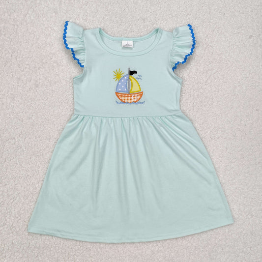 GSD1539 Sunsail Teal Fly Sleeve Dress