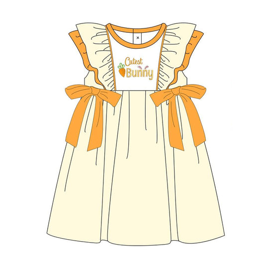 presale GSD1553 Carrot Lace Bow Beige Fly Sleeve Dress  2024 11.6
