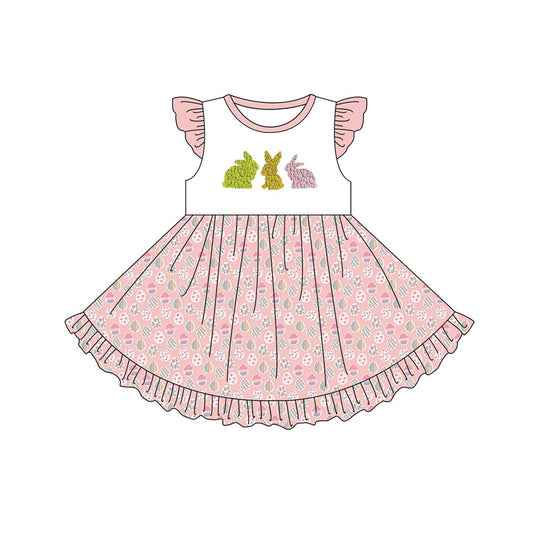 presale GSD1554 Easter Bunny Egg Pink and White Fly Sleeve Dress  2024 11.6