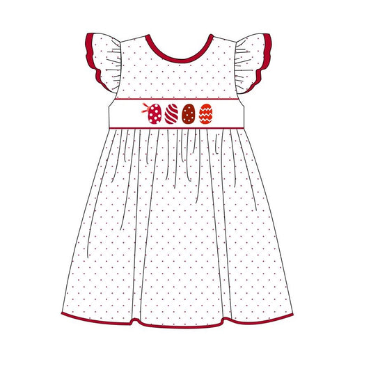 presale GSD1555 Easter Egg Red Polka Dot White Fly Sleeve Dress  2024 11.6