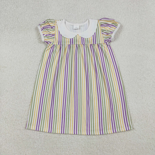 GSD1571  Baby Girls Mardigras Stripes Collar Knee Length Dresses D 911