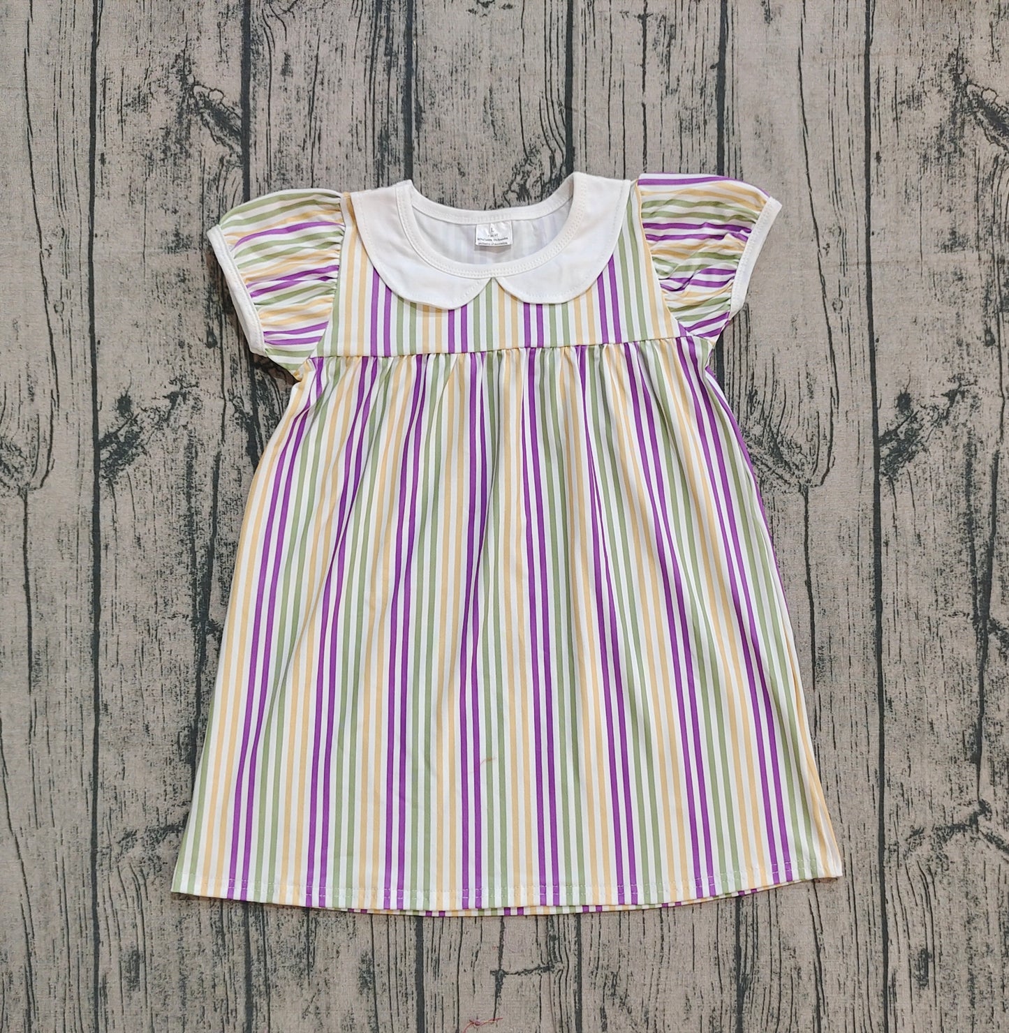 GSD1571  Baby Girls Mardigras Stripes Collar Knee Length Dresses D 911