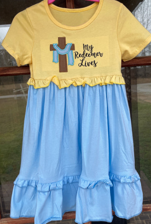 presale GSD1572 Cross yellow and blue lace short-sleeved dress  2024 11.11