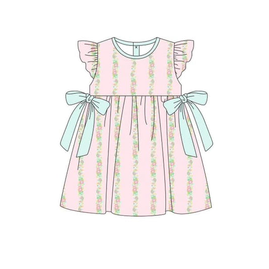presale GSD1586 Pink floral striped bow dress with flying sleeves 2024 11.14