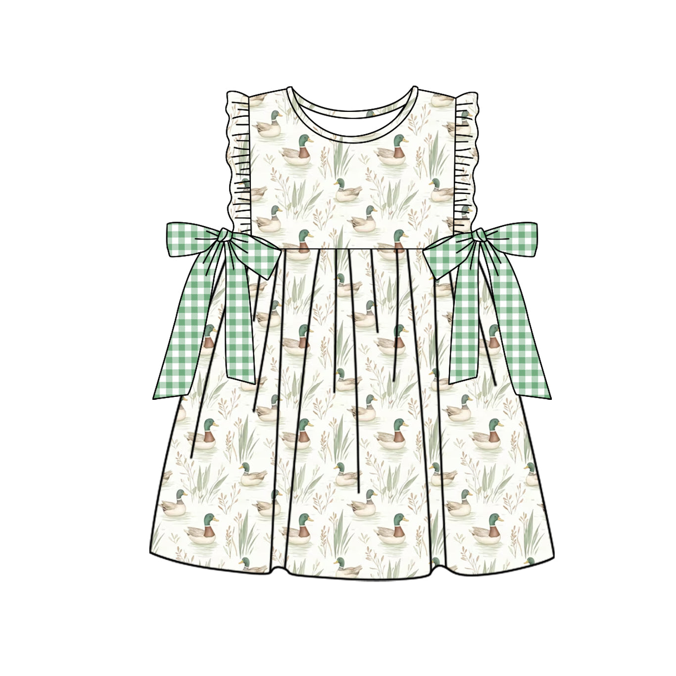 presale GSD1588  Green Plaid Bow Duck Sleeveless Dress  2024 11.14
