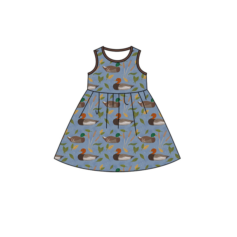 presale GSD1590 Duck Leaf Brown Blue Sleeveless Dress  2024 11.14
