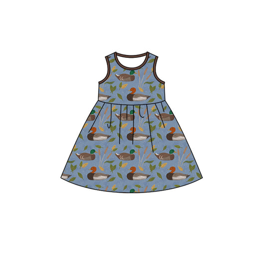 presale GSD1590 Duck Leaf Brown Blue Sleeveless Dress  2024 11.14
