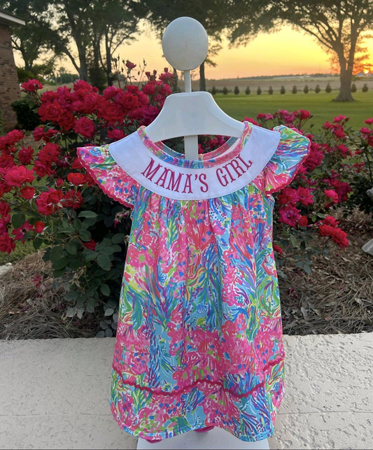 presale GSD1614  mama's girl letter seaweed pattern flying sleeve dress 2024 11.21