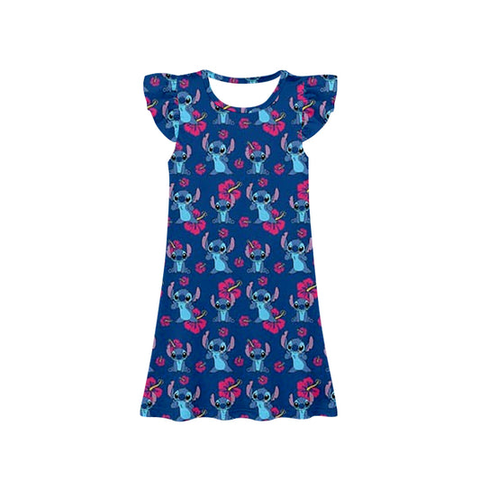 presale GSD1635 Blue floral flying sleeve dress 2024 11.28