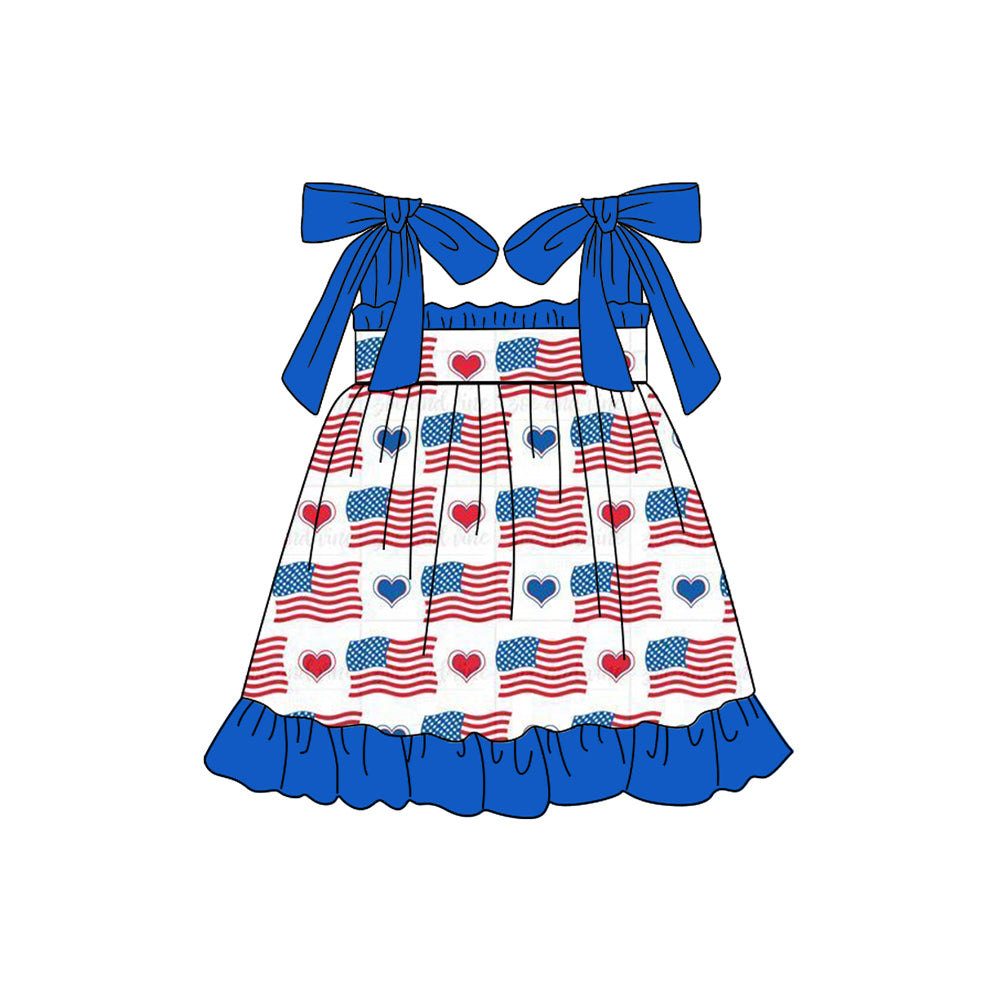 presale GSD1652  National Day flag love heart blue lace suspender dress  2024 12.3