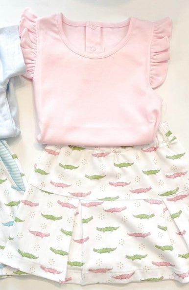 presale GSD1663 Solid Pink Flying Sleeve Crocodile Skirt Suit  2024 12.4