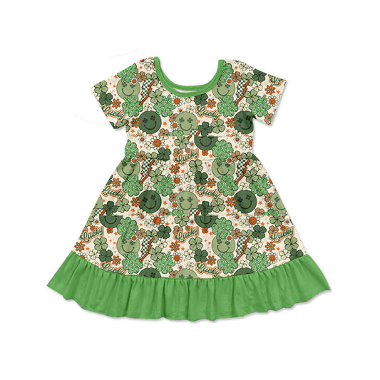 presale GSD1667 Flower Clover Green Lace Short Sleeve Dress 2024 12.5