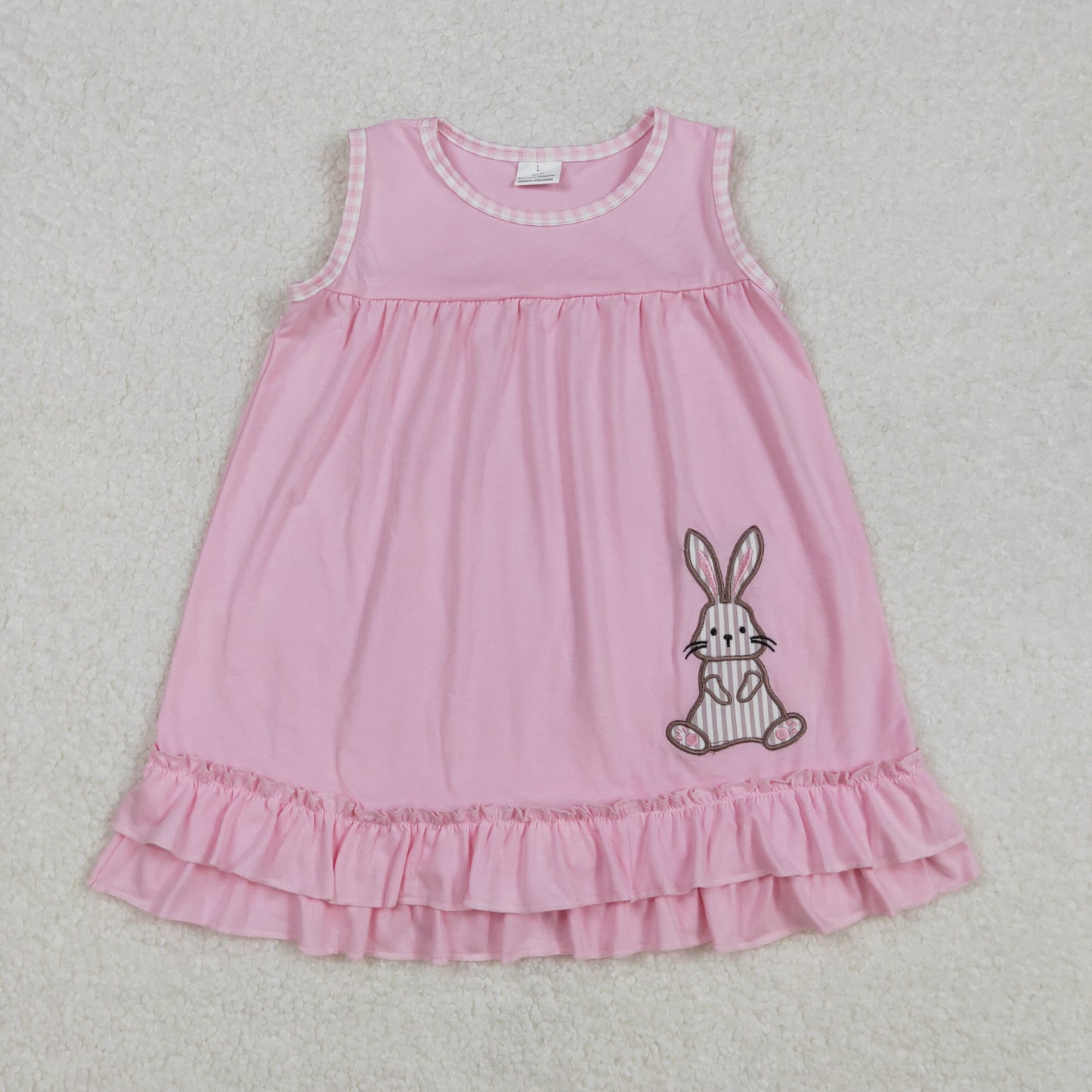 GSD1671  Easter Striped Bunny Pink Sleeveless Dress  D 3.1