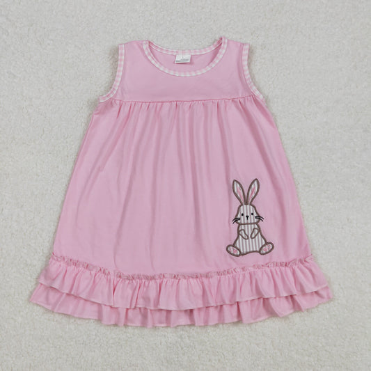 GSD1671 Easter Striped Bunny Pink Sleeveless Dress D 3.1