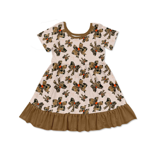 presale GSD1672 Brown lace short-sleeved dress with camouflage bow pattern  2024 12.6