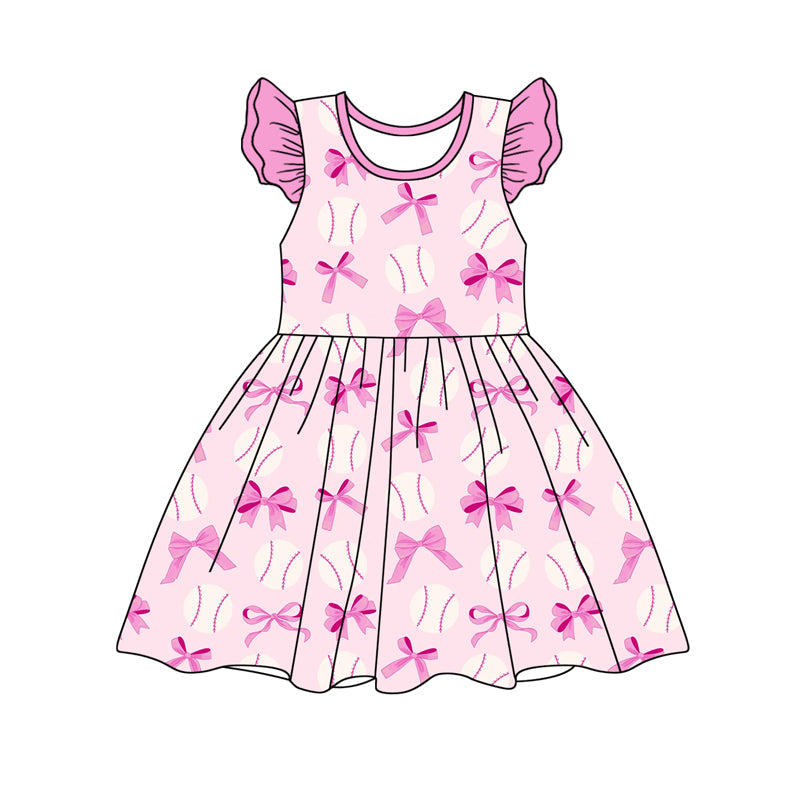 presale GSD1690 Baseball bow pattern pink flying sleeve dress   2024 12.10