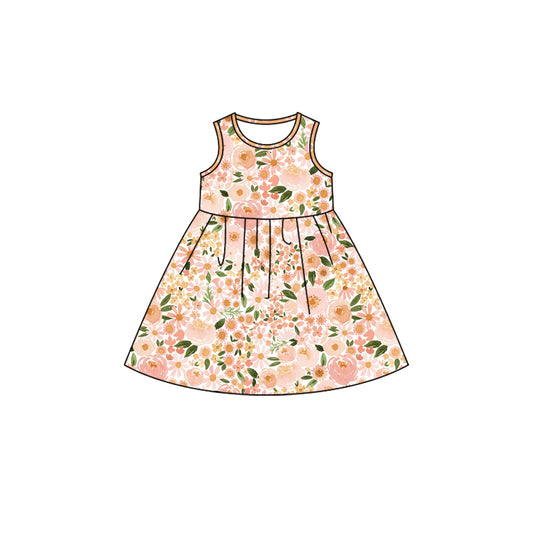 presale GSD1698 Pink and orange sleeveless dress with flowers and leaves  2024 12.11