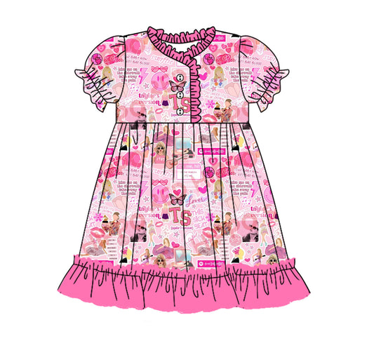 presale GSD1700   Smiley Lightning Rose Red Lace Short Sleeve Dress 2024 12.11