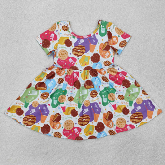 GSD1809  White short-sleeved dress with milk biscuits and heart