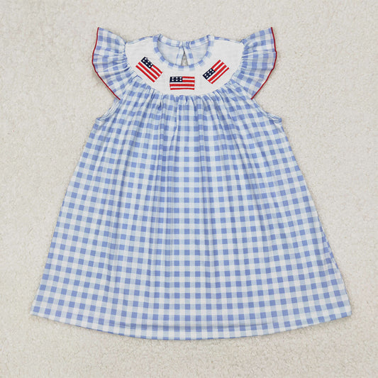 GSD1817  Smocked Baby Girls 4th Of July Flags Knee Length Dresses  D 3.24