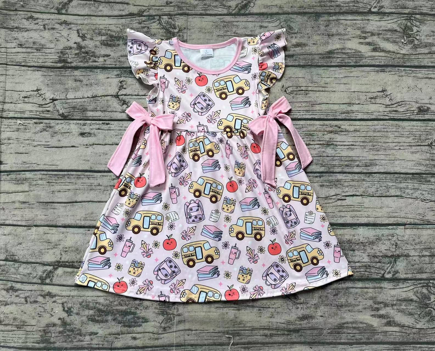 GSD1819  Baby Girls Pencil Pink Bow Back To School Knee Length Dresses  D 3.10