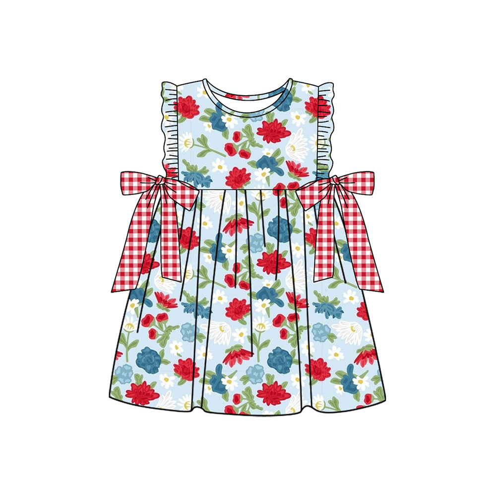 presale GSD1838 Baby Girls Navy Flowers Bows Knee Length Dresses  2025 1.3
