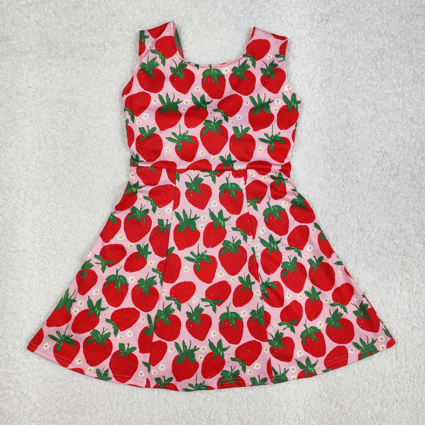 GSD1843 Baby Girls Red Strawberry Sleeveless Knee Length Dresses