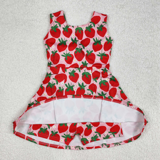 GSD1843 Baby Girls Red Strawberry Sleeveless Knee Length Dresses