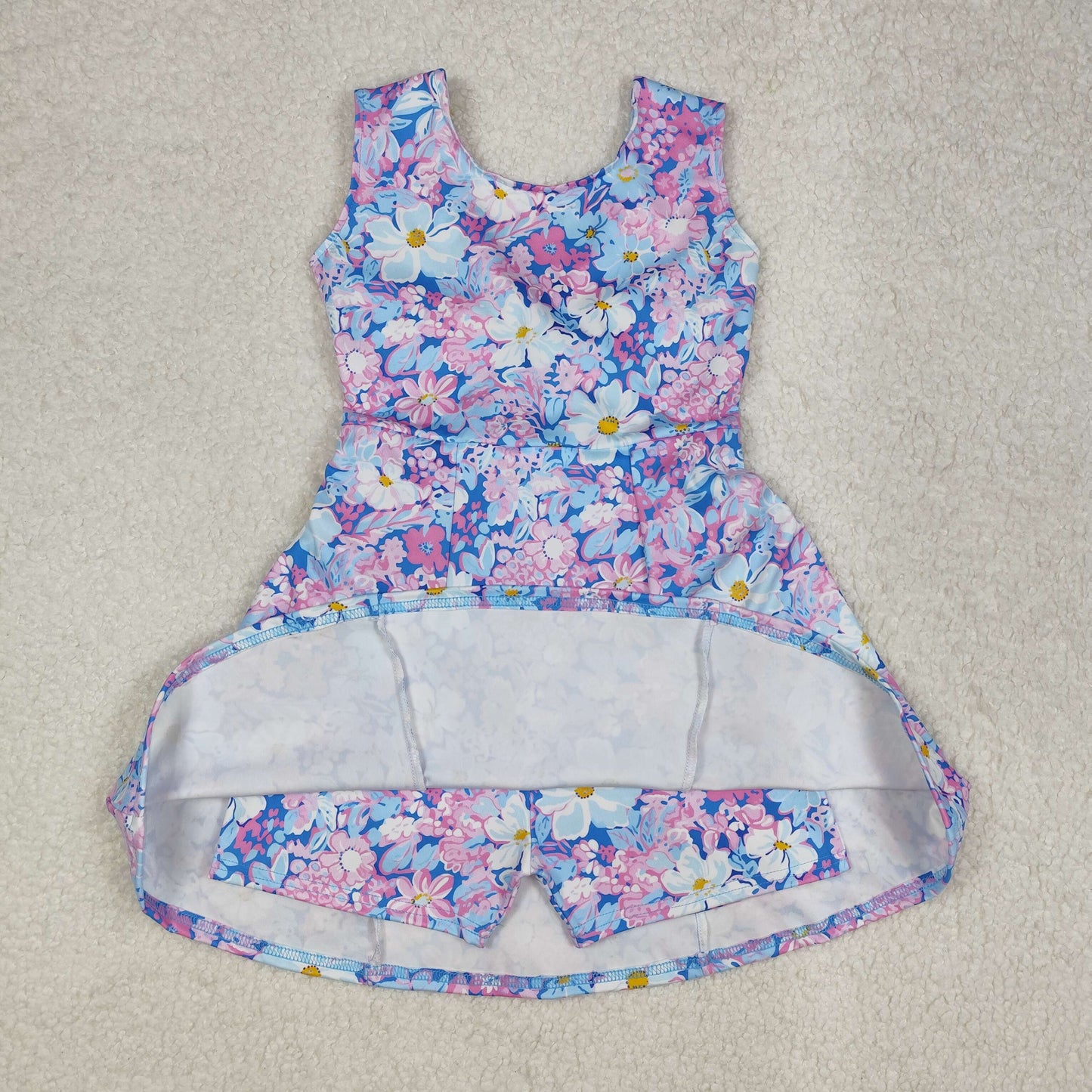 GSD1845  Baby Girls Purple Flowers Sleeveless Knee Length Dresses D 4.28