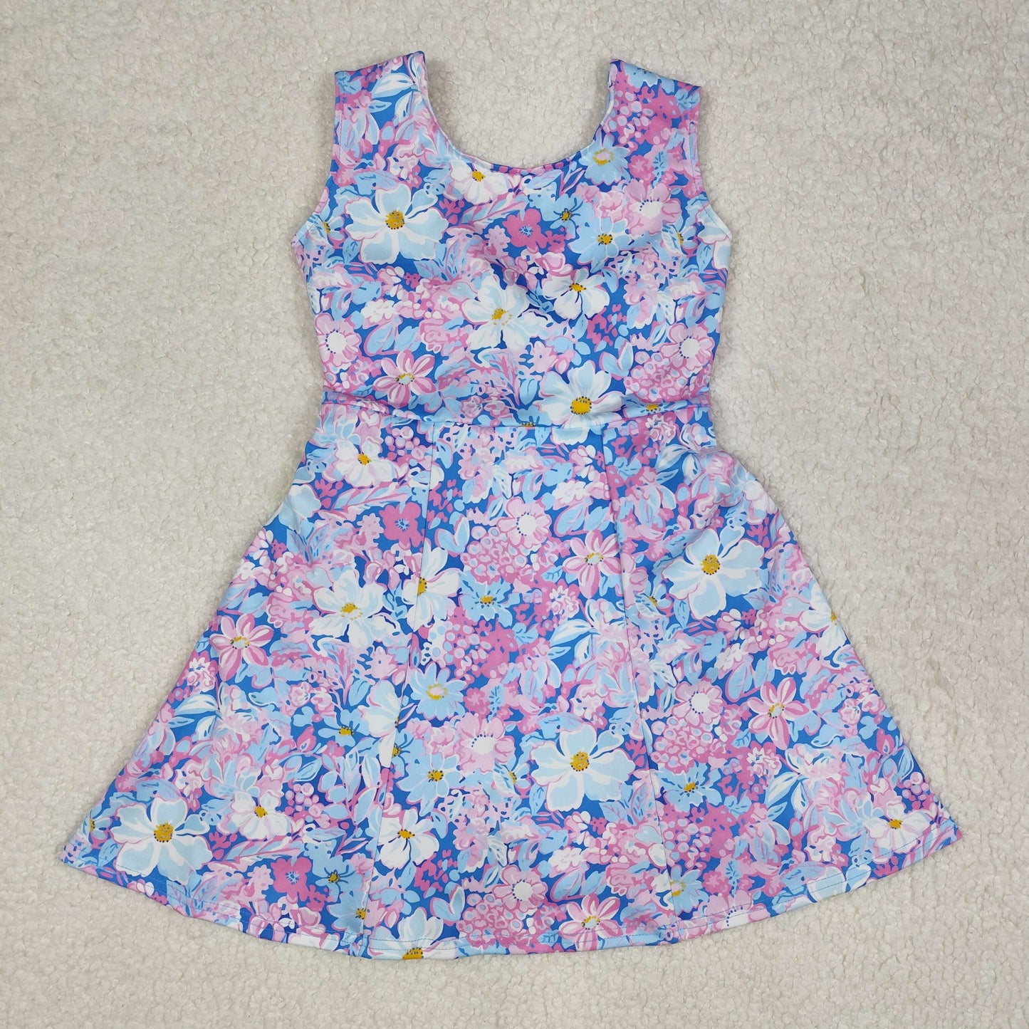 GSD1845  Baby Girls Purple Flowers Sleeveless Knee Length Dresses D 4.28