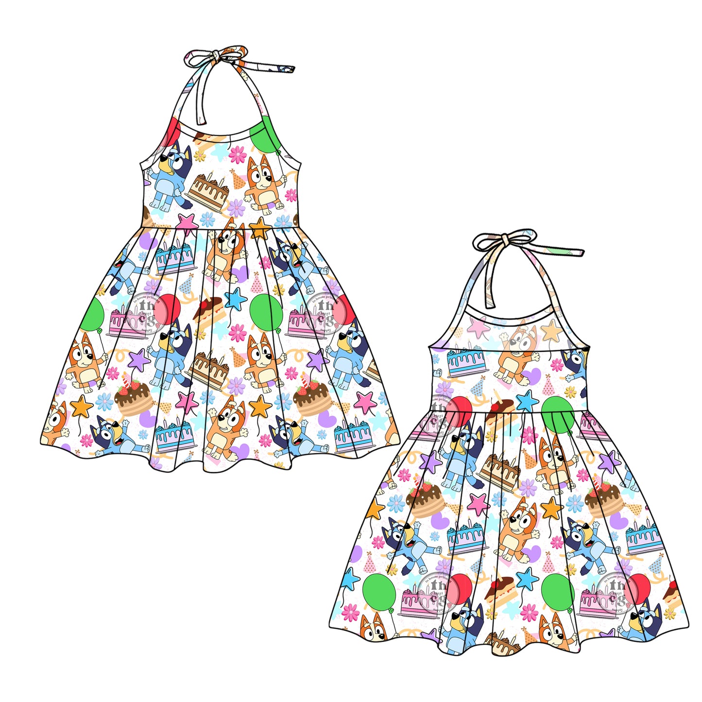 presale GSD1848 Birthday Cake Balloon Star White Suspender Dress  D 4.5