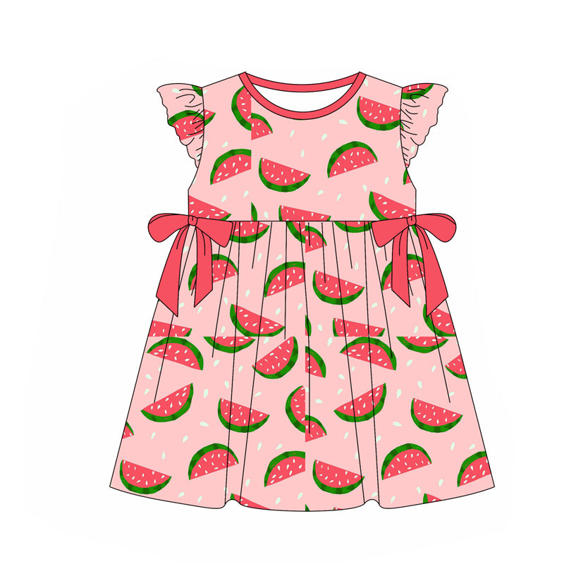 presale GSD1850 Watermelon Pink Bow Flying Sleeve Dress  2025 1.4