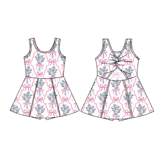presale GSD1852 Baby Girls Flowers Leaves Bow Sleeveless Knee Length Dresses 2025 1.4
