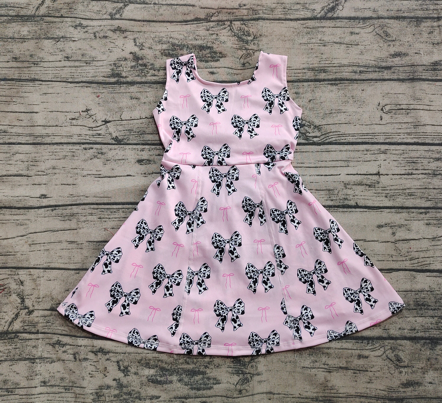 GSD1853  Pink Yoga Tutu Dress with Cow Pattern and Bowknot D 3.27