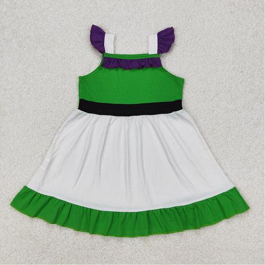 GSD1874  Baby Girls Green White Knee Length Dresses D 3.17