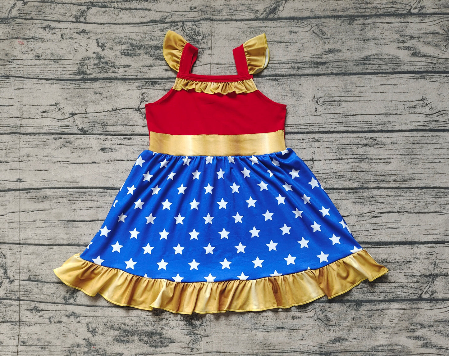 GSD1877  Baby Girls Blue Stars Knee Length Dresses D 3.17