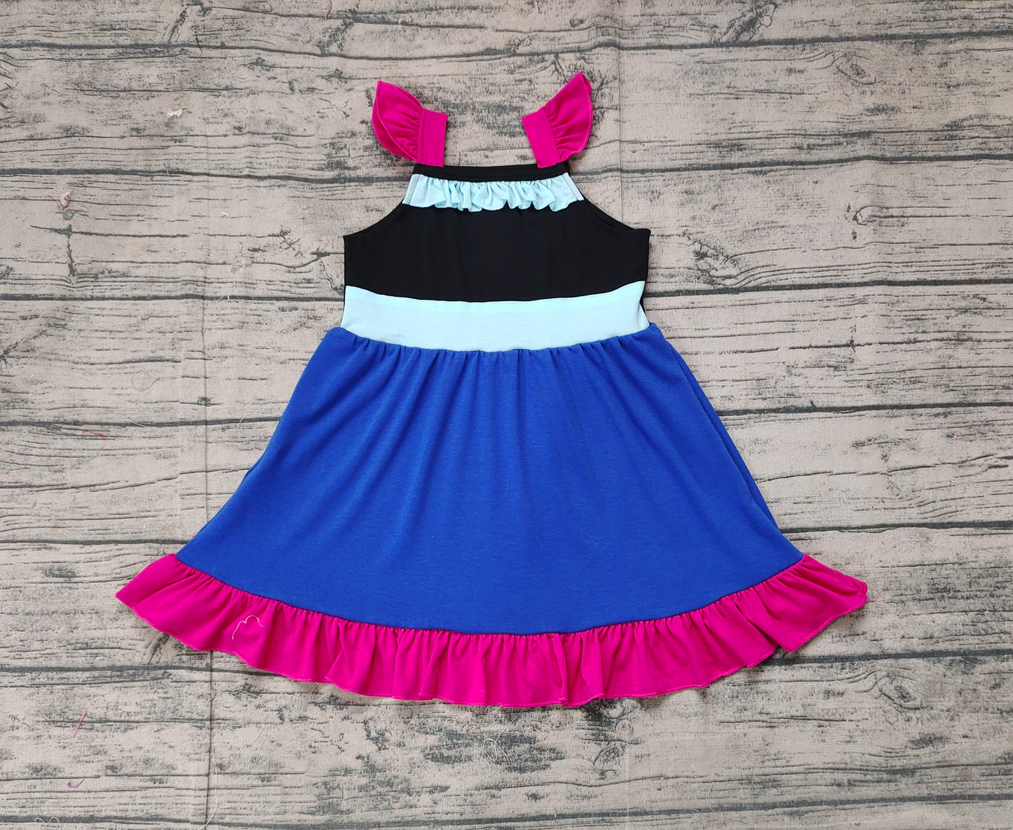 GSD1880 Baby Girls Blue Knee Length Dresses   D 3.15