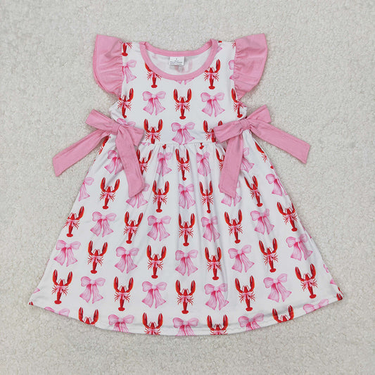 GSD1890  Baby Girls Pink Bows Crawfish Knee Length Dresses  D 3.15