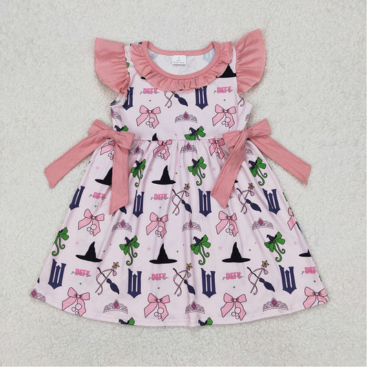GSD1895  Baby Girls Magic Pink Flutter Sleeve Bows Knee Length Dresses D 3.21