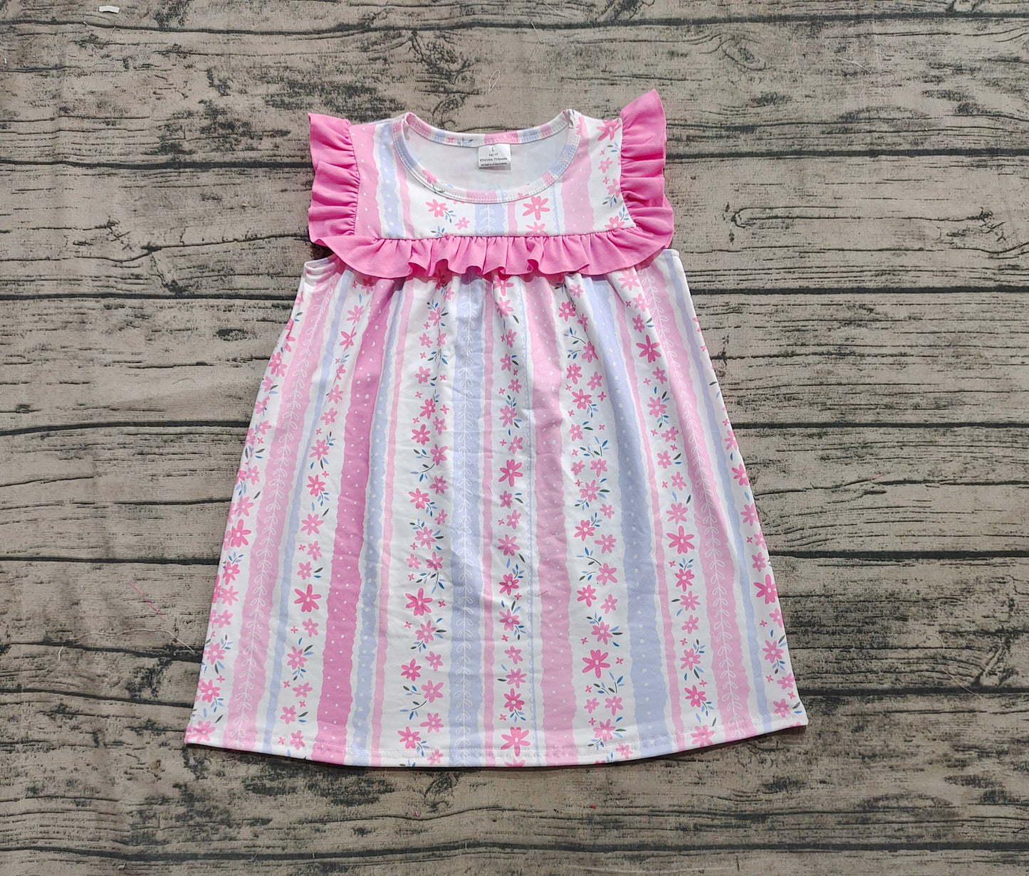 GSD1901 Floral pastel blue striped lace sleeveless dress  D 3.17