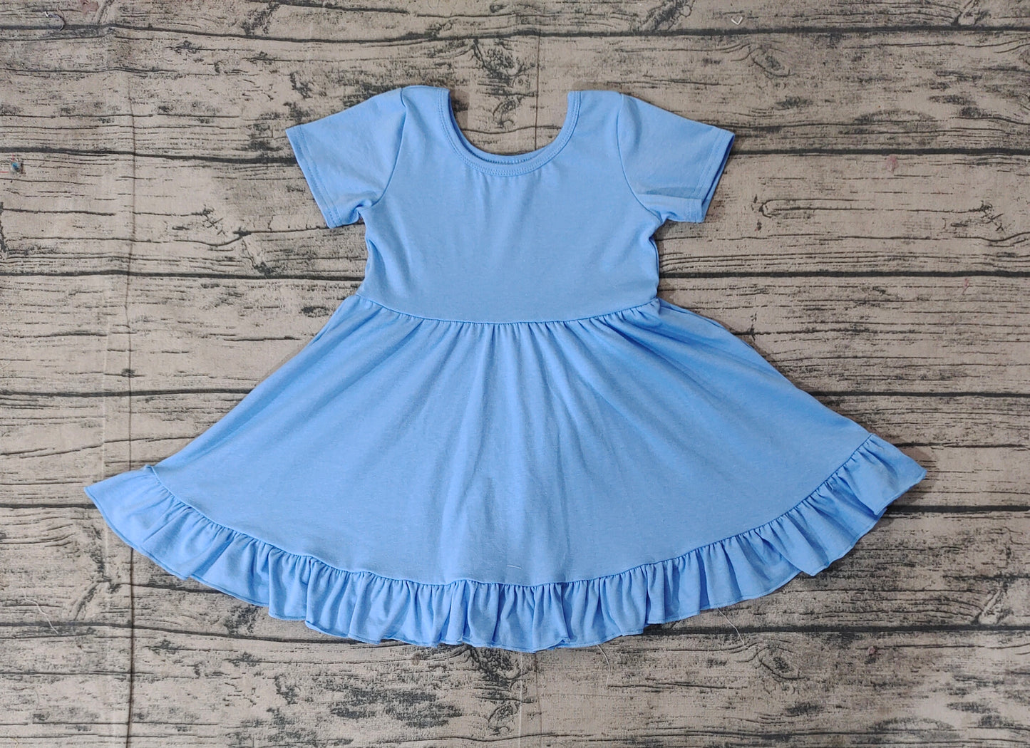 GSD1915  Baby Girls Blue Twirl Ruffle Knee Length Dresses D 3.1