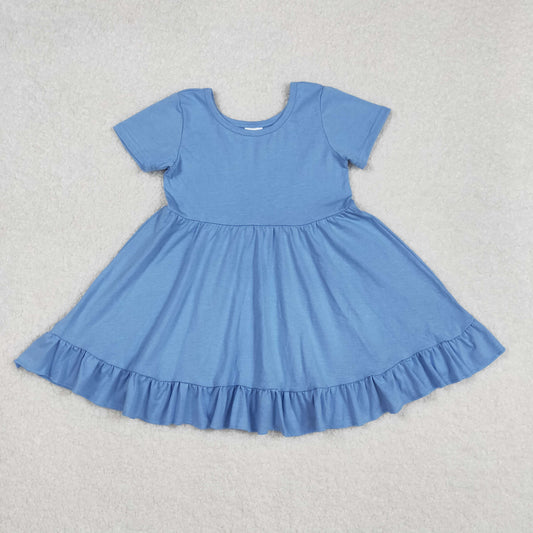 GSD1915  Baby Girls Blue Twirl Ruffle Knee Length Dresses D 3.1