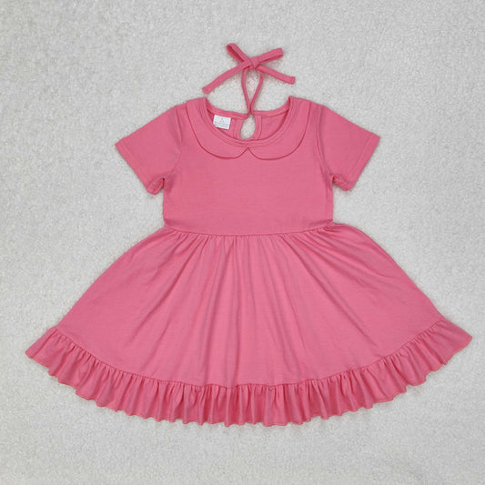 GSD1917 Baby Girls Hotpink Collar Ruffle Knee Length Dresses D 3.10