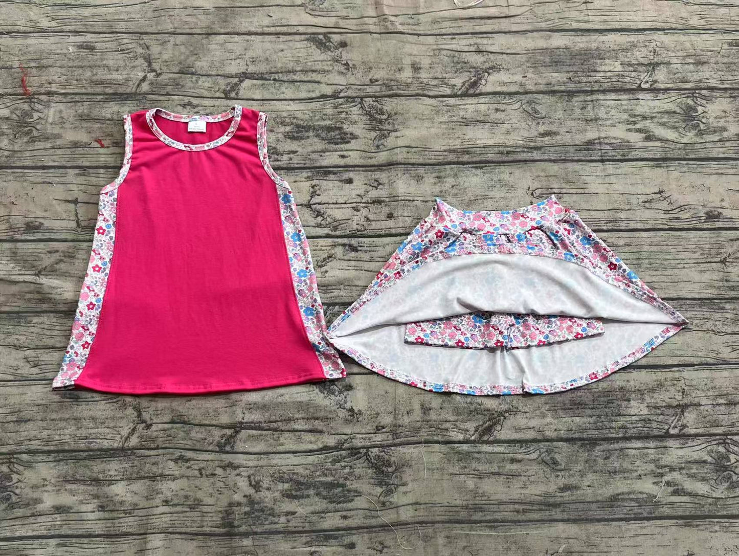 GSD1926  Baby Girls Pink Tunic Top Skorts Skirts Clothes Sets  D 4.10