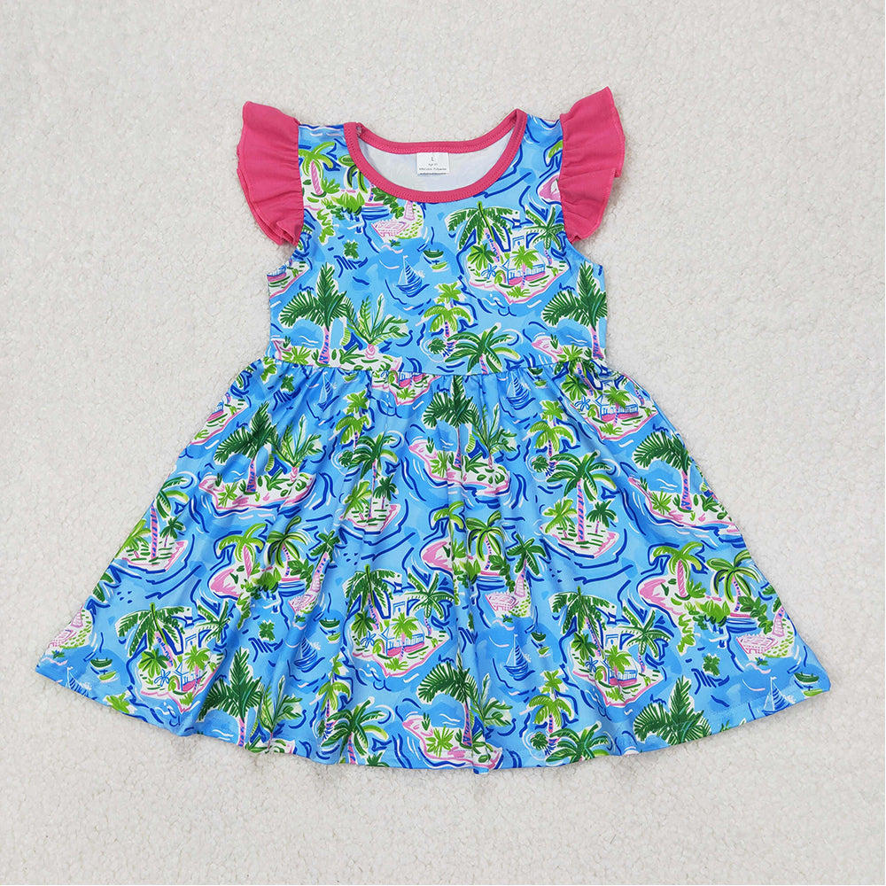 GSD1928   Baby Girls Tree Flutter Sleeve Pearl Knee Length Dresses D 3.19