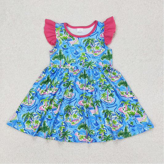 GSD1928   Baby Girls Tree Flutter Sleeve Pearl Knee Length Dresses D 3.19
