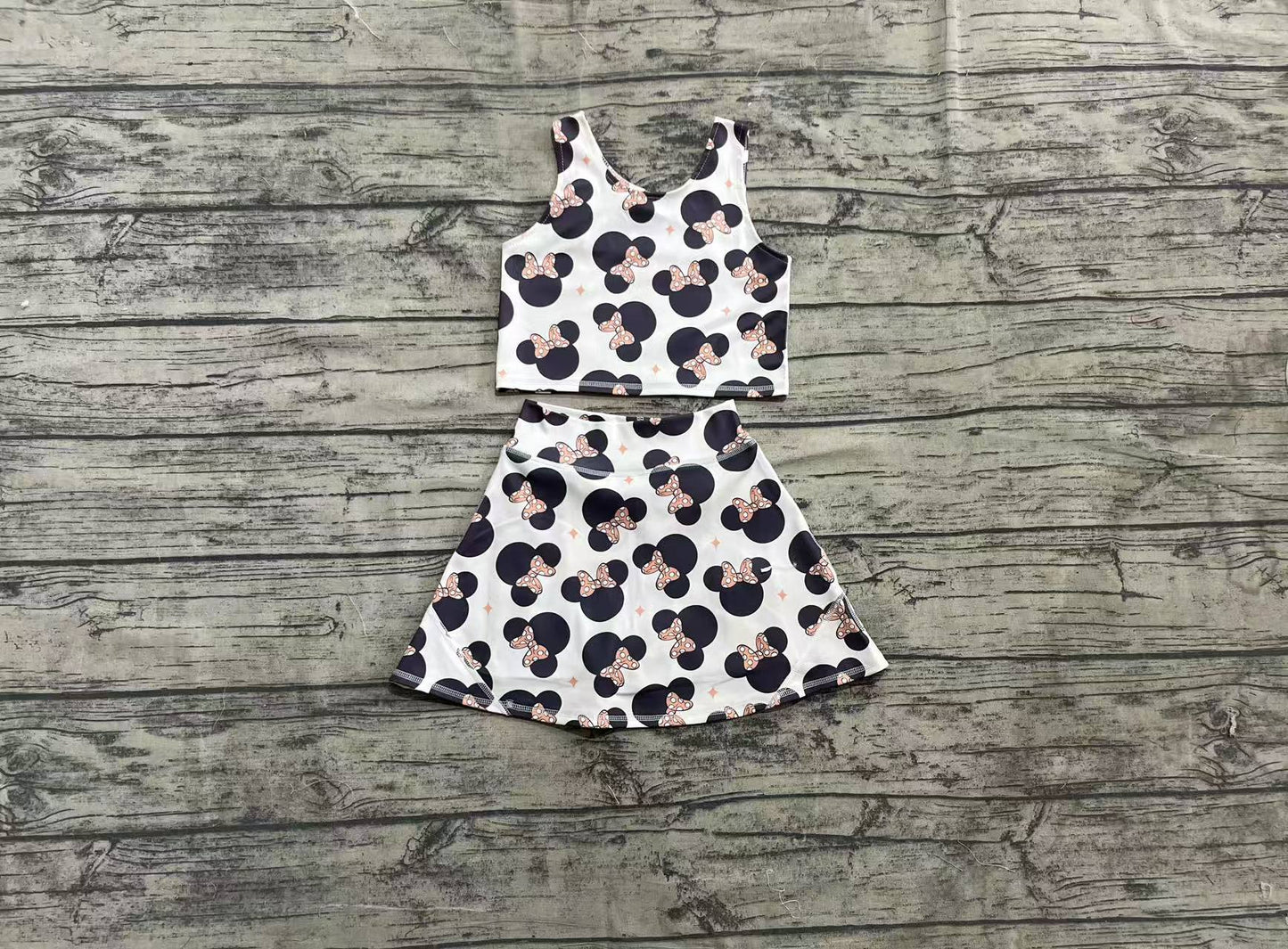 GSD1934 Baby Girls Cartoon Mouse Top Yoga Skort Clothes Sets  D 4.2