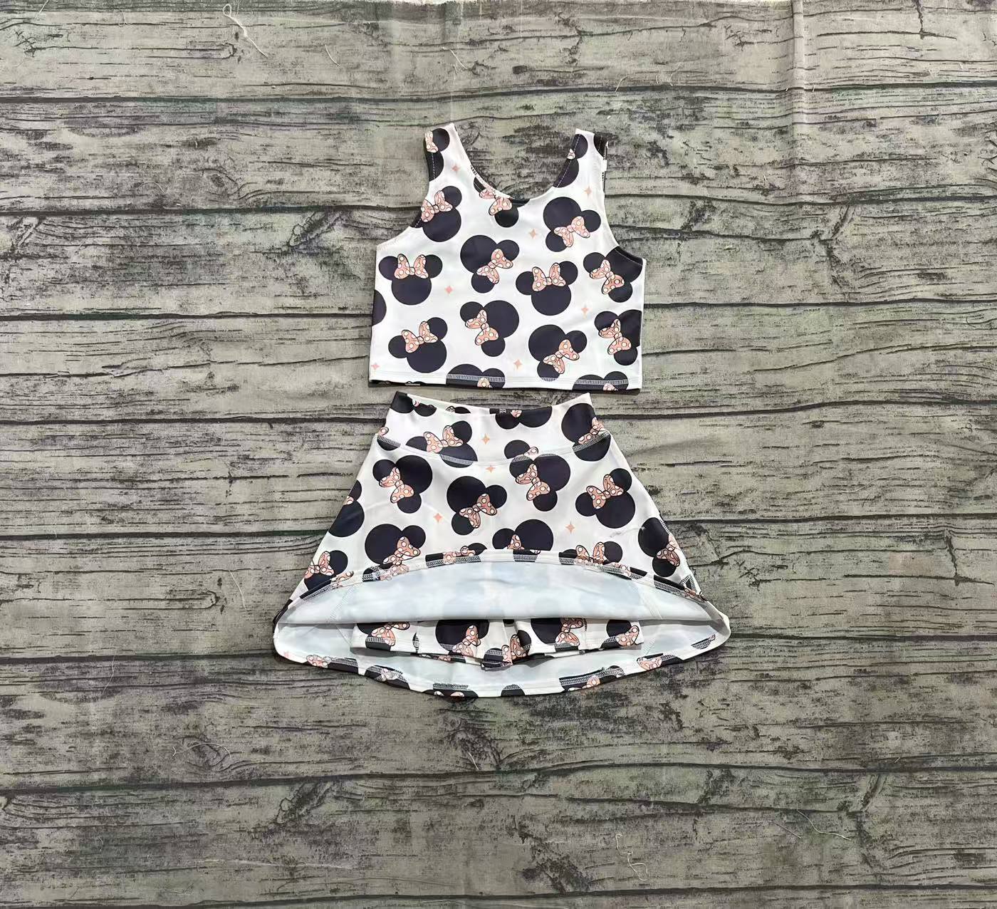 GSD1934 Baby Girls Cartoon Mouse Top Yoga Skort Clothes Sets  D 4.2