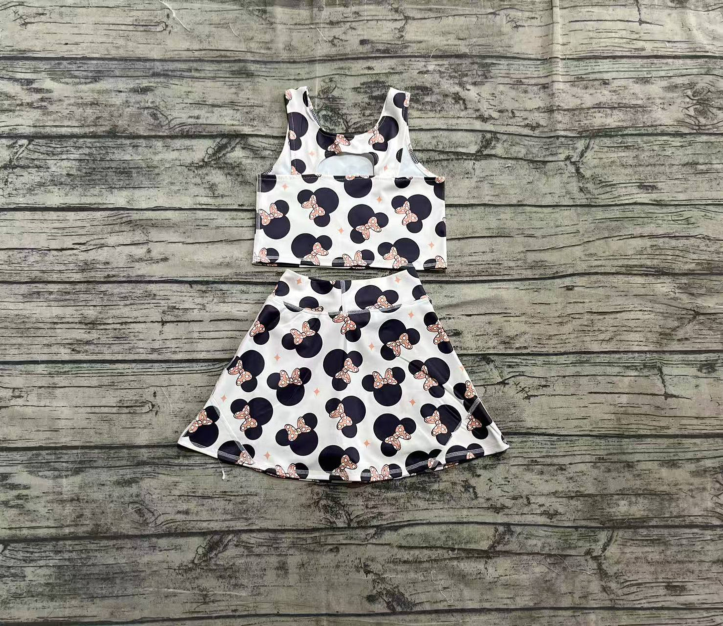 GSD1934 Baby Girls Cartoon Mouse Top Yoga Skort Clothes Sets  D 4.2